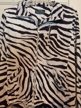 Ralph Lauren Black and White Zebra-Print Zip Jacket